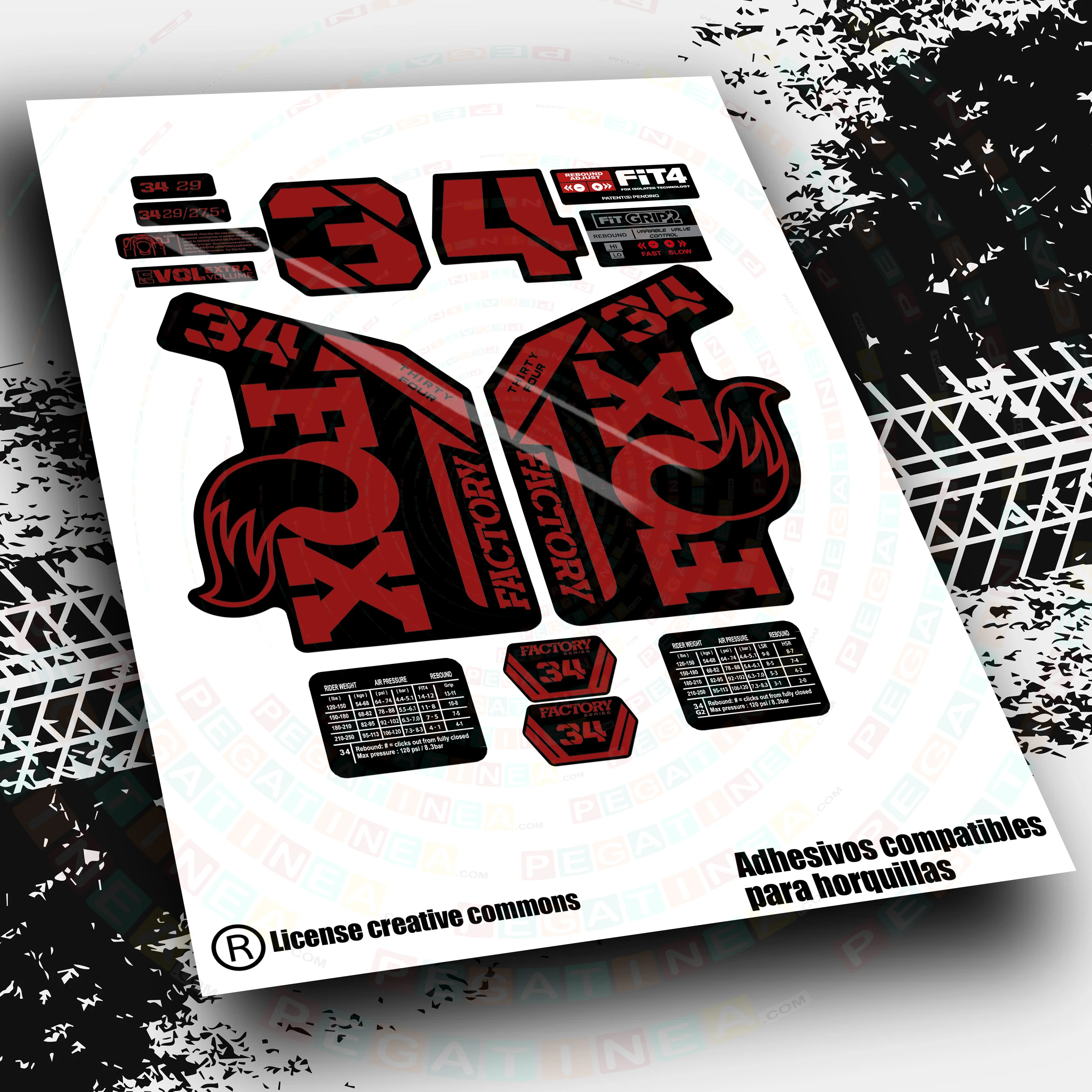 Adesivi Compatibili Hairpin Fox 34 Factory 2022 Bicolore Wp513 Accessori Per Ciclismo Mountain Vinilos Mtb