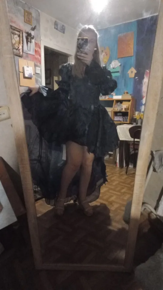 REDDACHiC Royal Blue Beaded Trailing Mini Dress Stain Jacquard Corset Laced Puff Sleeves Princess Dress Women Wedding Party Gown photo review