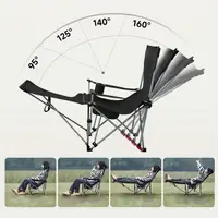 Outdoor Folding Lounge Chair with Foot Support Reclining Chaise Fishing Beach Chair Adjustable Angle for Garden Lawn Patio 6