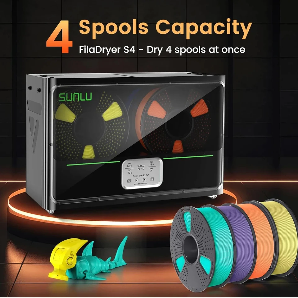Sunlu S4-Official 3dプリンターフィラメント乾燥機ボックス,4スプール