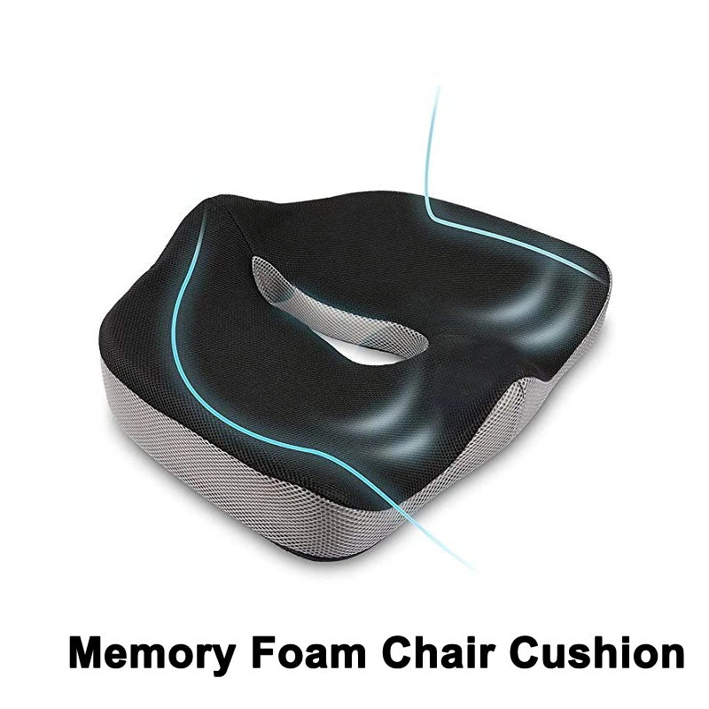 PurenLatex Memory Foam Chair Orthopedic Cushion Office Seat Pad Hemorrhoid Treat Car Seat Big Relief Pain Tailbone Coccyx Pillow