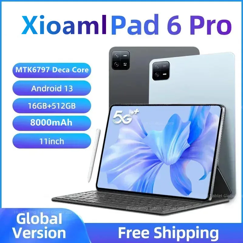 Versione Globale Pad 6 Pro Tablet 11 Pollici Android13 16Gb 512Gb 5G Dual Sim Telefonata Gps Bluetooth Wifi Google Tablet