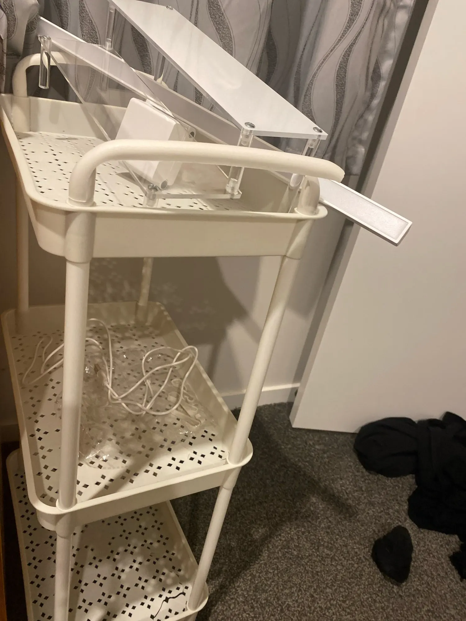 Plastic Rolling Utility Cart with Handle Storage Trolley for Office, Living Room, Kitchen, Movable Storage Organizer with Wheel photo review