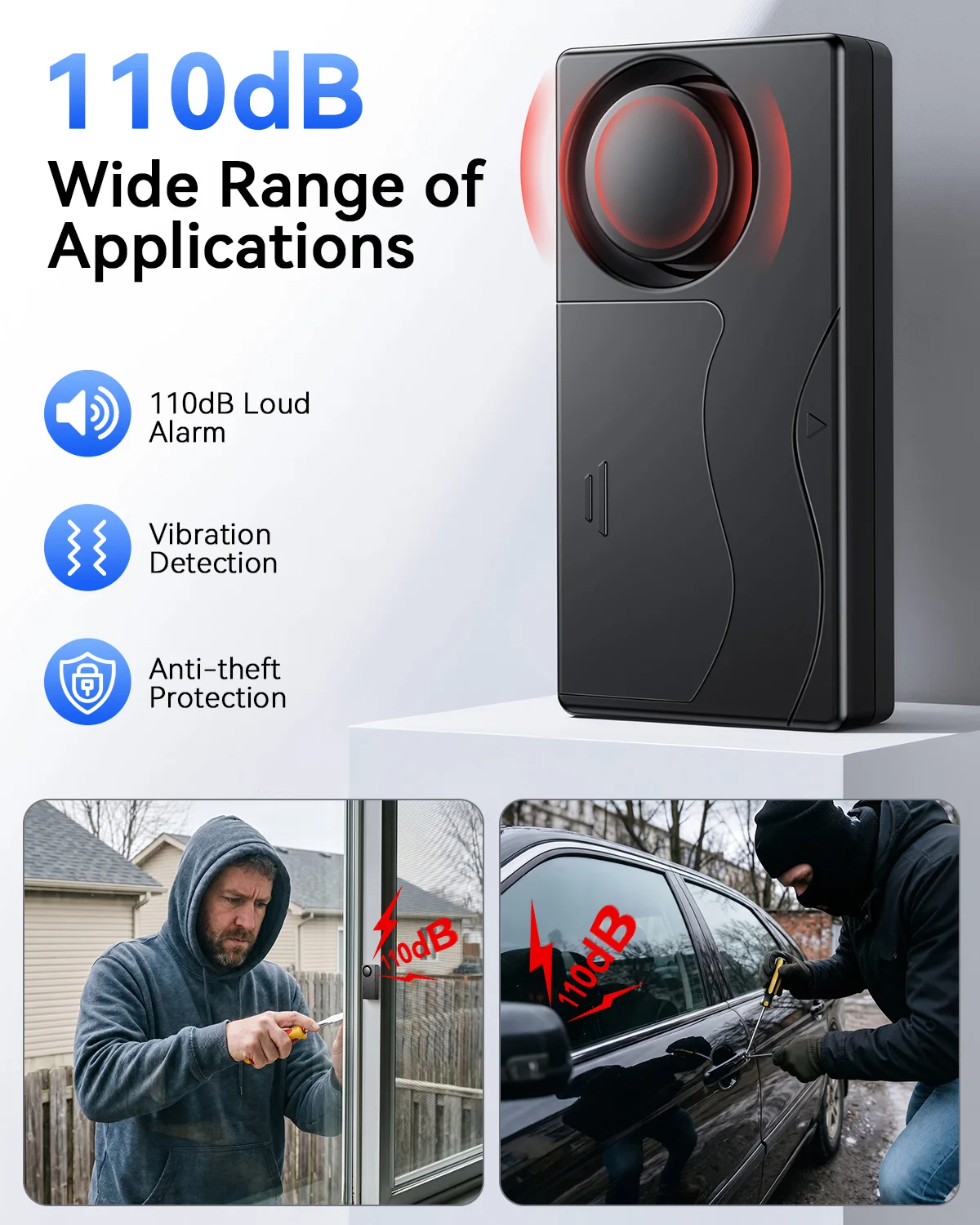 Advanced Car Anti-Theft Alarm with 110dB Vibration Sensor & Remote Control