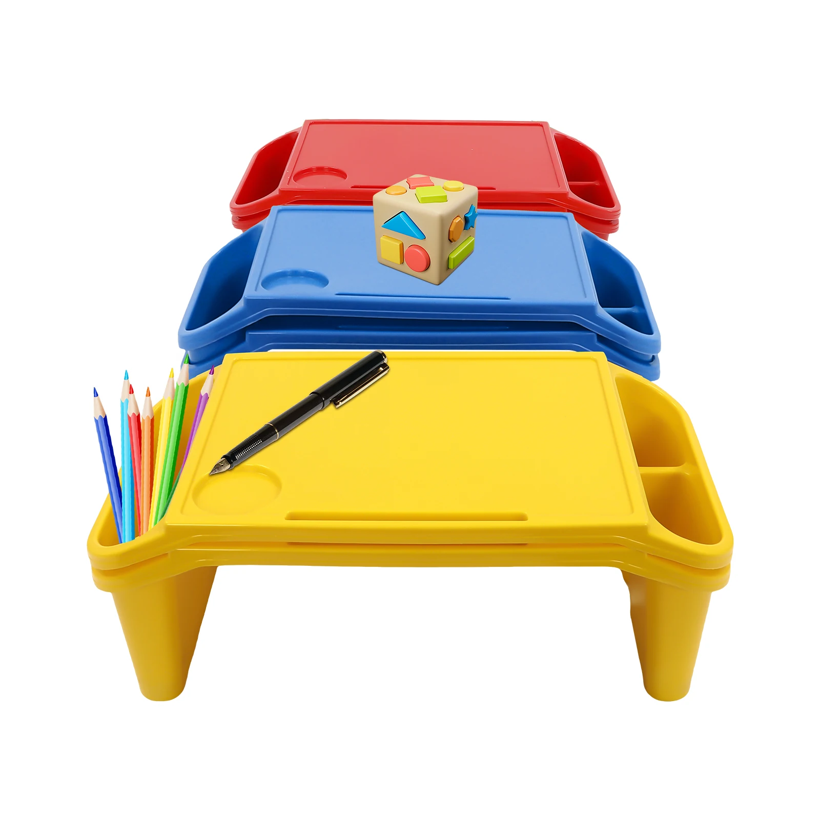 6 Pcs Kids Lap Desk Tray, Rectangular Lap Desks,Lap Desk Tray Rounded Corners Anti-slip Bottom for Writing Eating Game Classroom 5