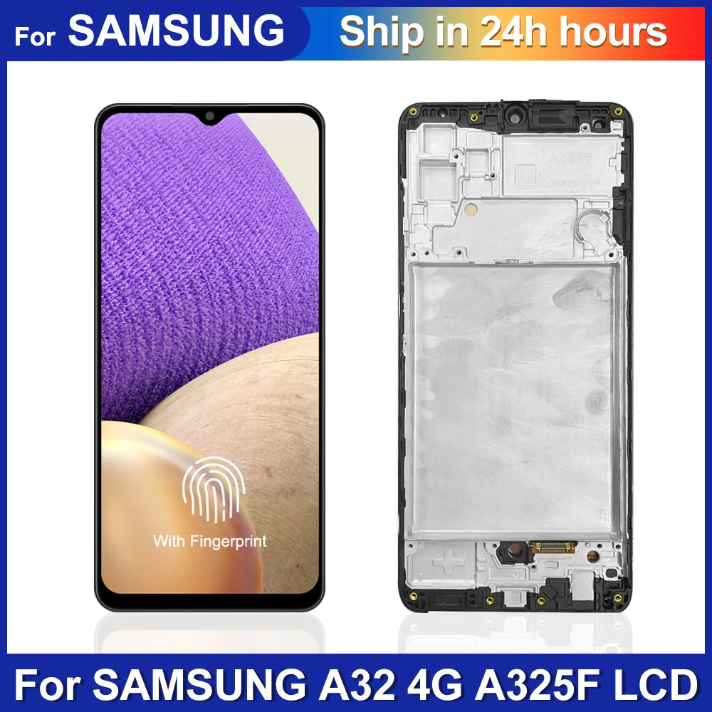 

AMOLED LCD A32 4G For Samsung Galaxy A325 A325F A325F/DS A325M A325N LCD Display Touch Screen Digitizer +Frame with Fingerprint