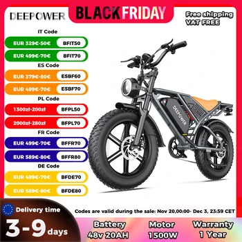 DEEPOWER QS7 Elektrofahrrad 1000W Motor 48V60AH Lithiumbatterie Aldult Elektrofahrrad 20*4,0 -In Fat Tire Snow E-Bike EU-Lager 1