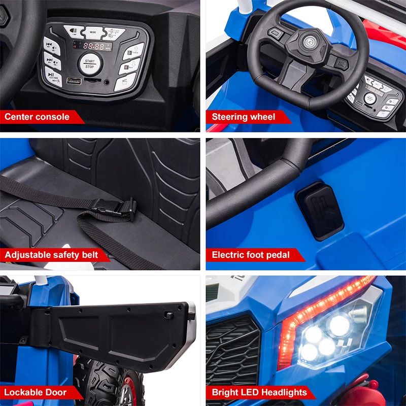 Kids Ride On Car 24V 7A Electric Vehicle for 3-8y Kids Gifts UTV Car Toys with Parents Remote Control Speed Adjustable 5