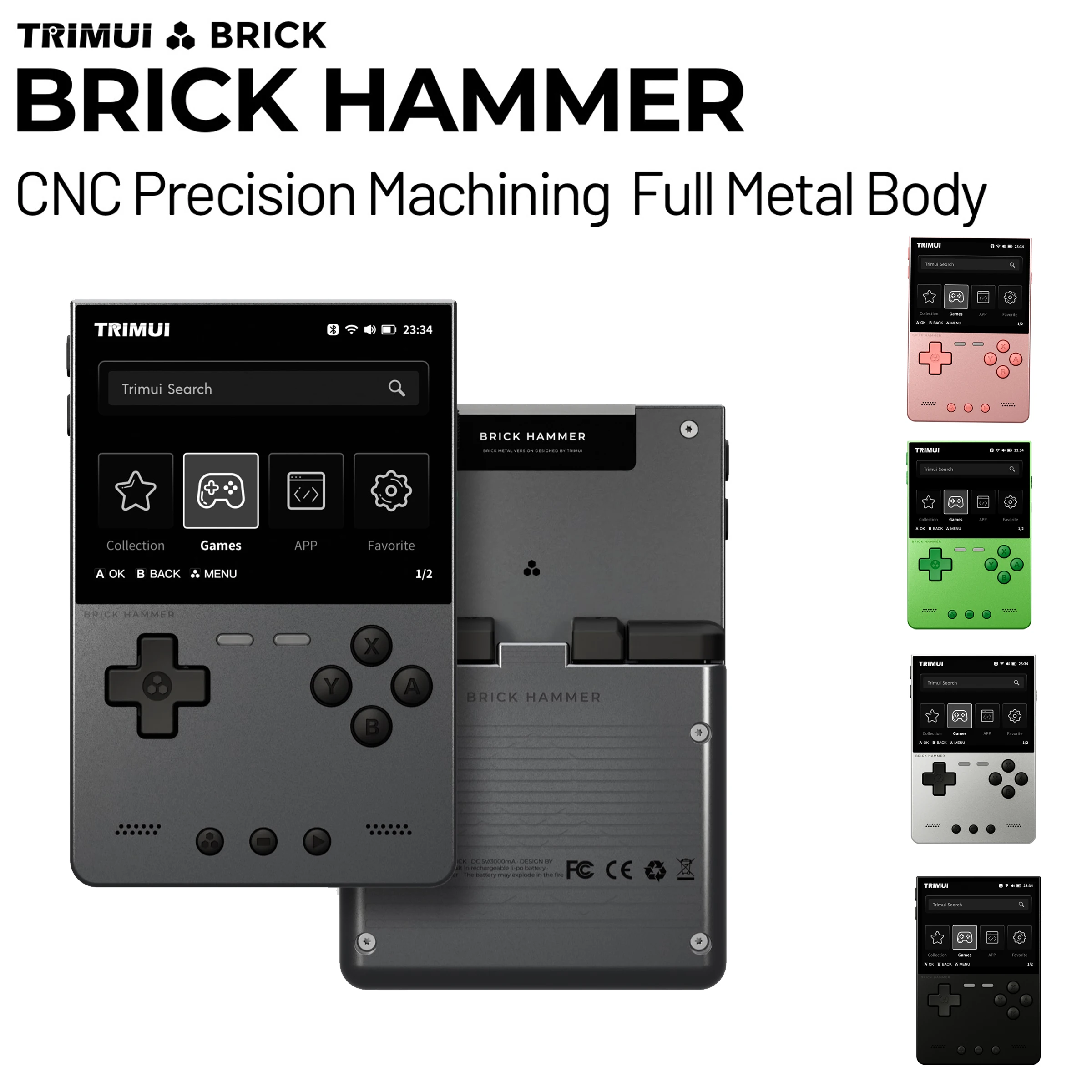 Trimui Brick Hammer Handheld Game Console With Metal Body Linux System_voghion.com