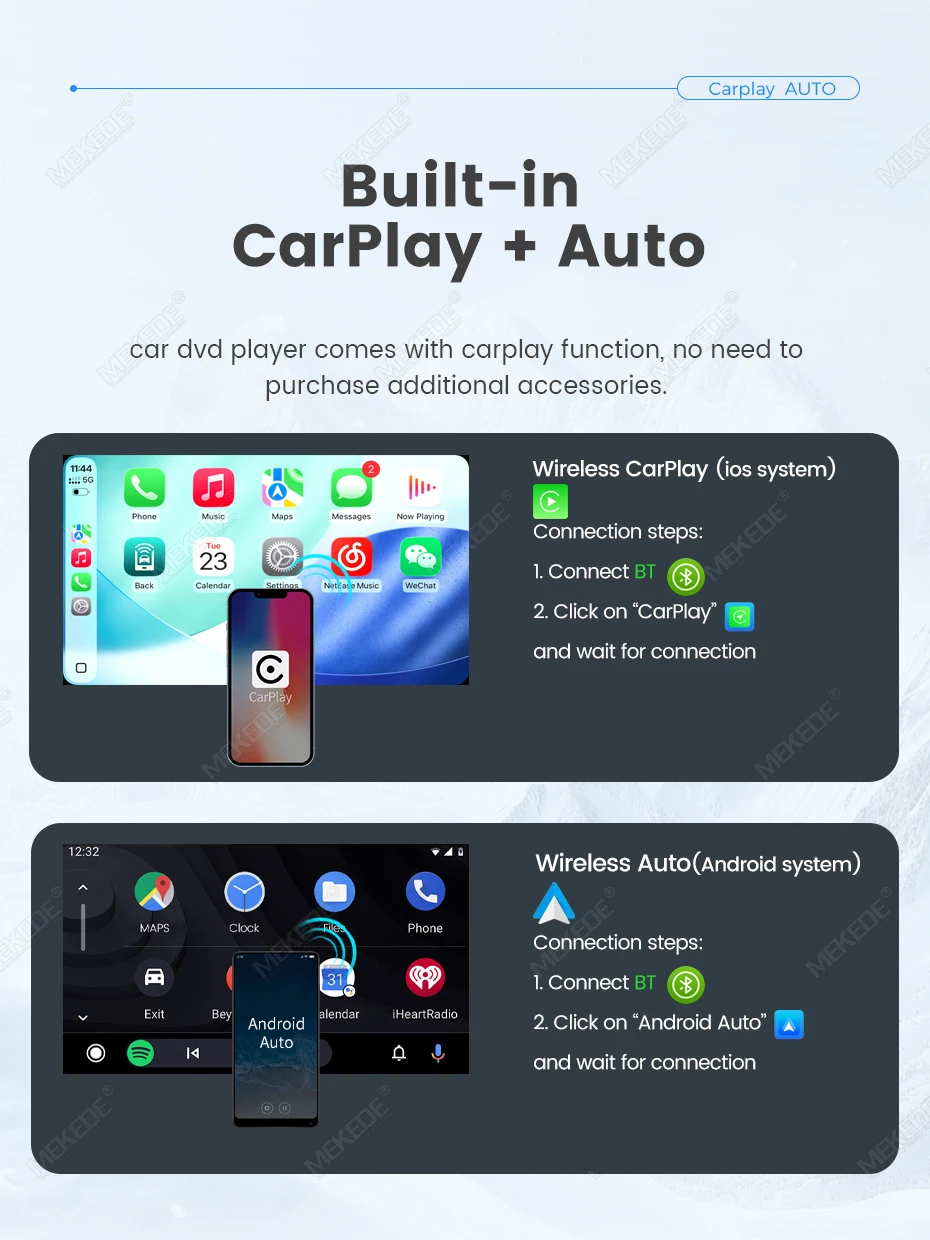 Reproductor Multimedia Universal para Automóvil MEKEDE de 9 y 10 Pulgadas, Carplay, Android Auto, GPS, Unidad Principal Estéreo para Volkswagen, Nissan, Hyundai, Kia, Toyota, Honda 3