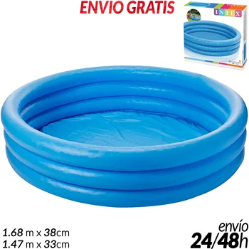 Piscina gonfiabile a 3 anelli 1.68 m x 38 cm blu INTEX Patio da giardino originale unfalseble terrazza 3 telecamere con doppia valvola + patch di riparazione inclusa 1