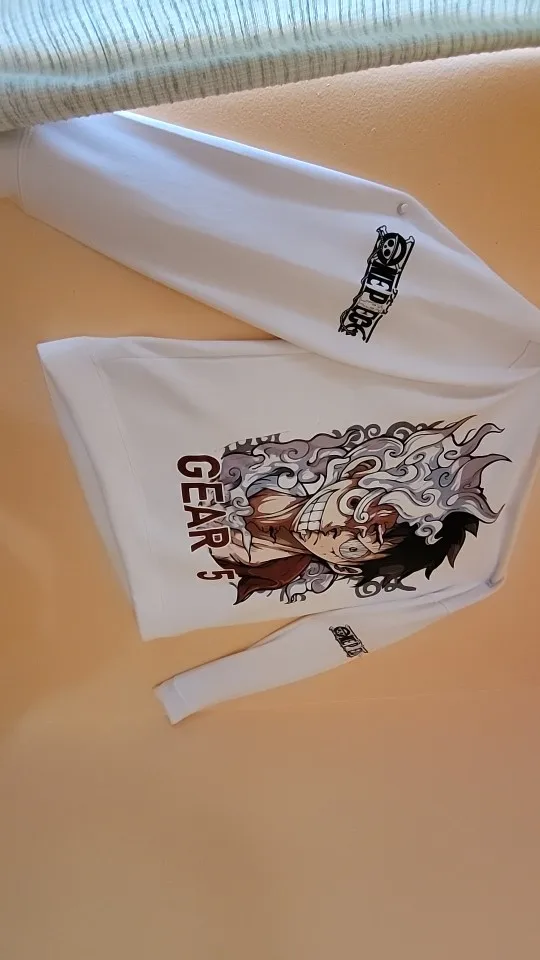 One Piece Gear 5 Luffy Hoodie – Zip-Up Anime Jacket with Sleeve Graphics (Multiple Colors)