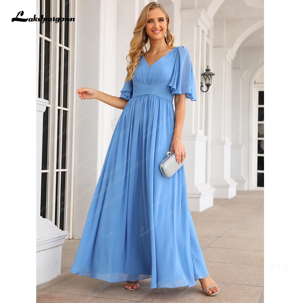 Vestidos para dama de honra, um ombro, vestidos longos de chiffon, luz do  céu, azul, para noivas e damas de honra, 2019 - AliExpress