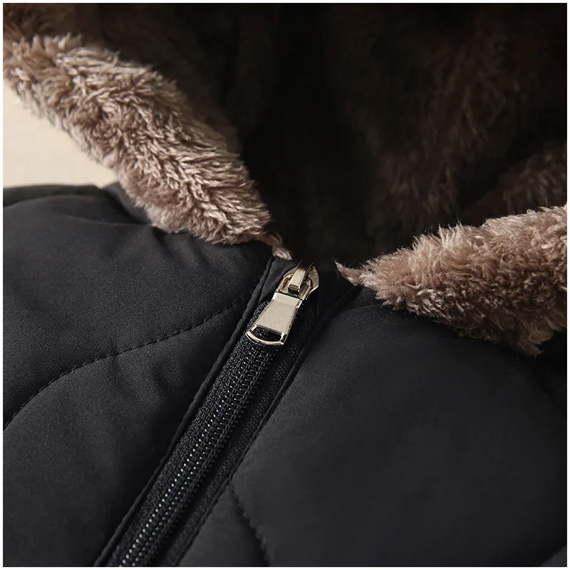 Baby Onesies Herbst und Winter Fleece warme Baumwollkleidung Neugeborene Kleidung Baby einfarbig mit Kapuze Krabbelanzug Baby Overall – Detail 7