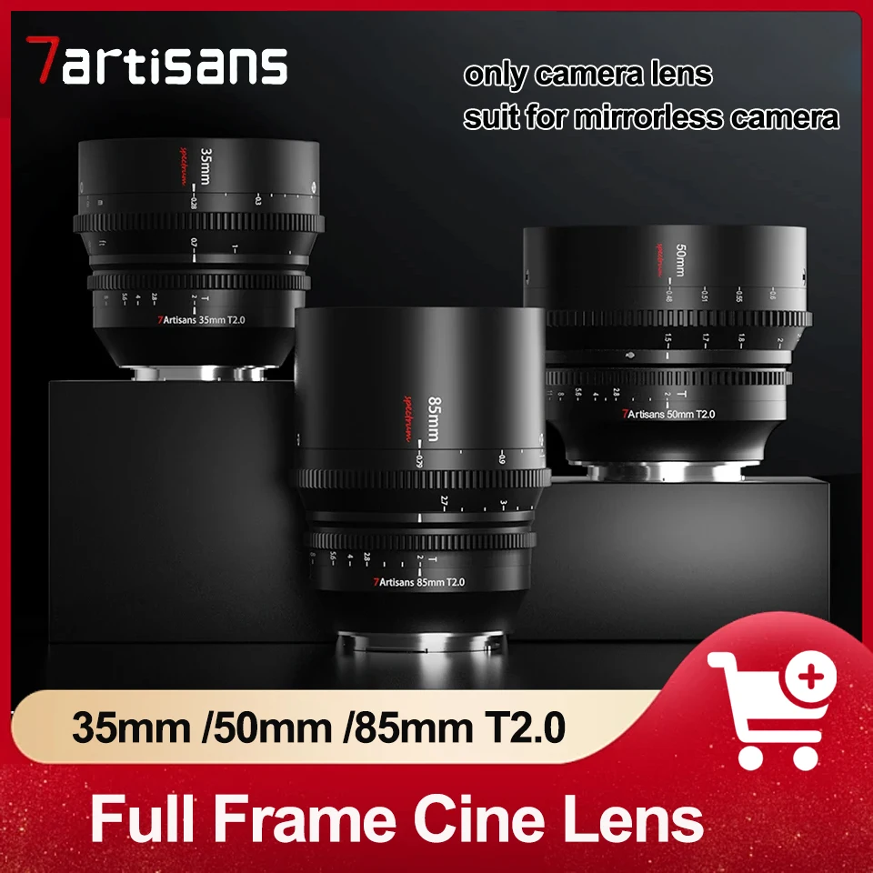 

7artisans 35mm 50mm 85mm T2.0 Spectrum Full Frame Cine Lens for Sony A7 Nikon Z5 Z50 Canon R5 R6 L Mount
