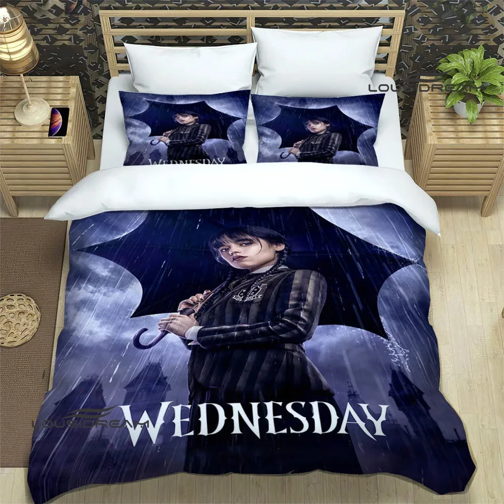 

3D Print Wednesday Addams Bedding Set Duvet Cover Bed Set Quilt Cover Pillowcase Comforter king Queen Size Boys Adult Bedding