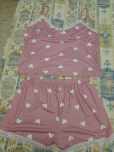 Luxurious V-Neck Lace Suspender Pajama Set - Summer Sleepwear photo review