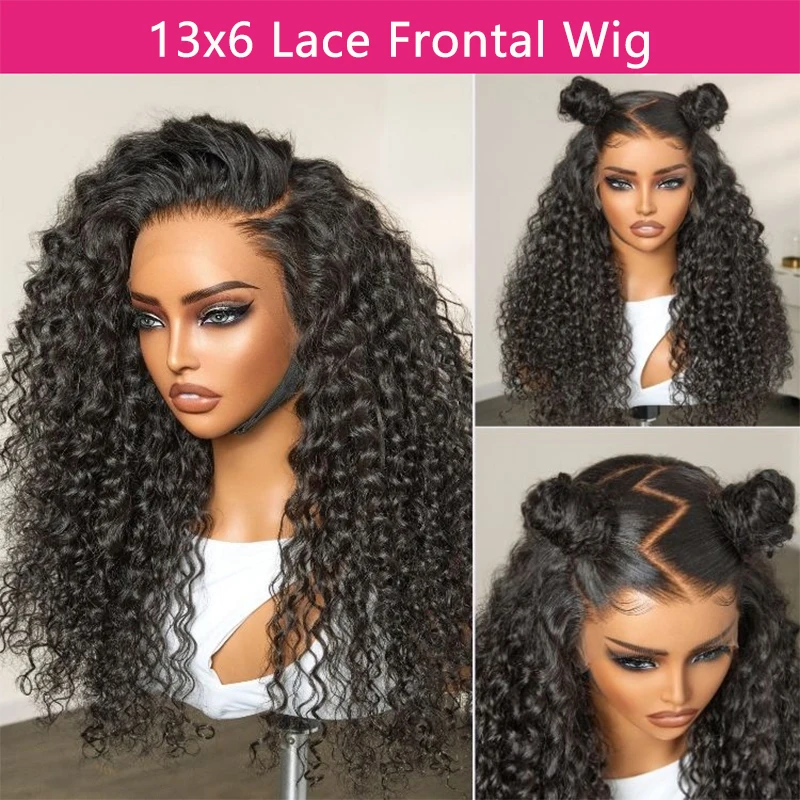 Human hair wig 250% Deep Wave 13x6 HD Lace Frontal Brazilian Curly For Women Pre Plucked 34 Inch