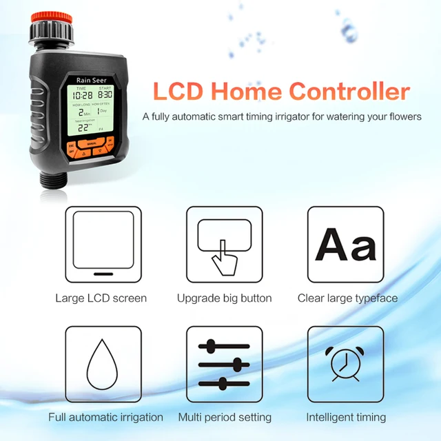 Esővizsgáló Nagy Lcd Kijelző Víz Időzítő Vízálló Ip65 Otthoni Kerti Öntözési Automatikus Vezérlő Rendszer - Image 2