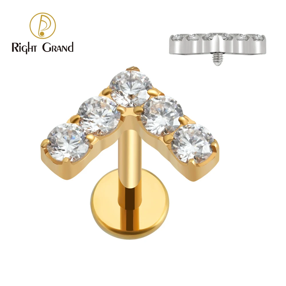 Piercing Labret In Titanio 16G - Per Labbra E Orecchio, Con CZ Chiaro, 6-12mm - Foto 11