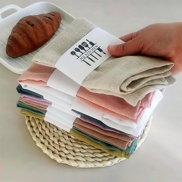 4pcs Per Set Cotton Linen Kitchen Towels Plain Home Kitchen