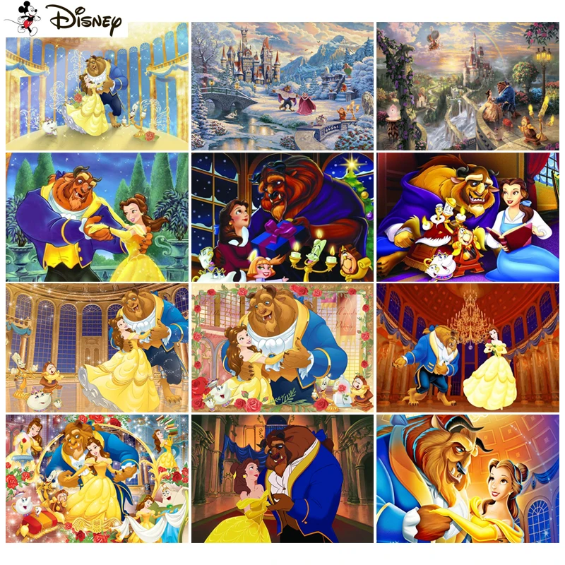 Disney Diamond Painting "Cartoon Beauty Beast" Full Square/Round Drill Wall Decor Intarsiato Resin Ricamo Craft Punto Croce