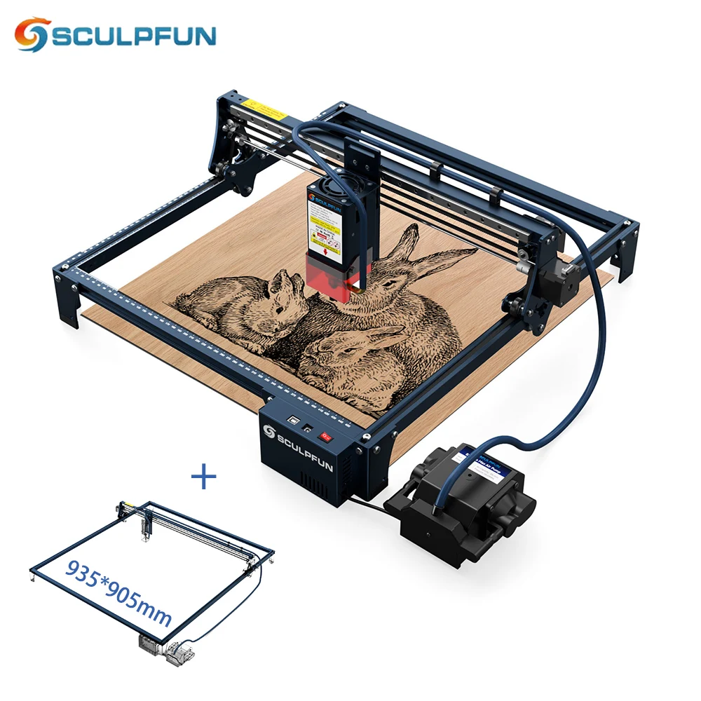 SCULPFUN S30 PRO MAX Laser Engraver with Automatic Air-assist System 20W Extension Kit 935x905mm Laser Engraving Working Area