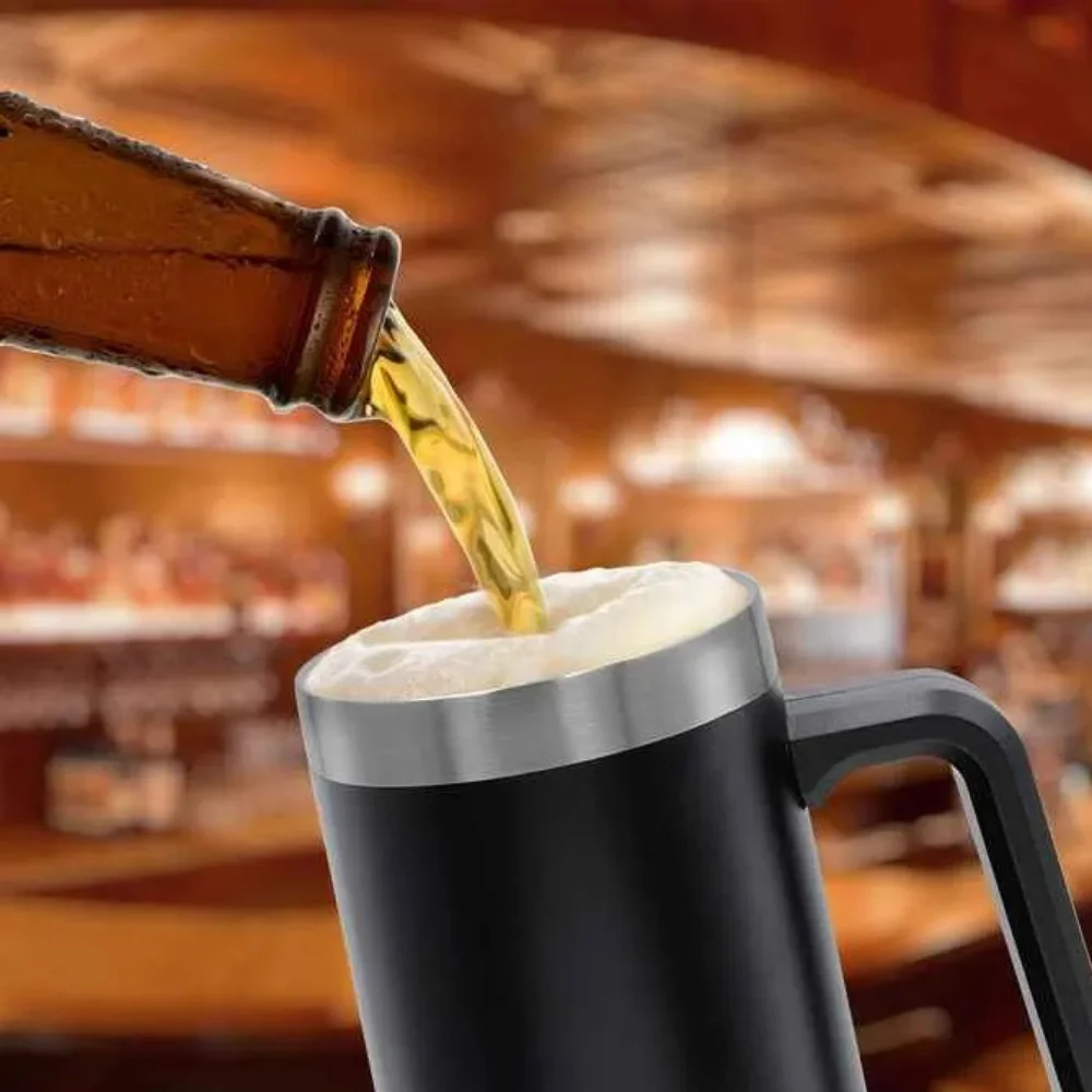 Caneca copo térmico com alça para bebida Fria ou Quente em Inox, térmico Polar 709 ml 6