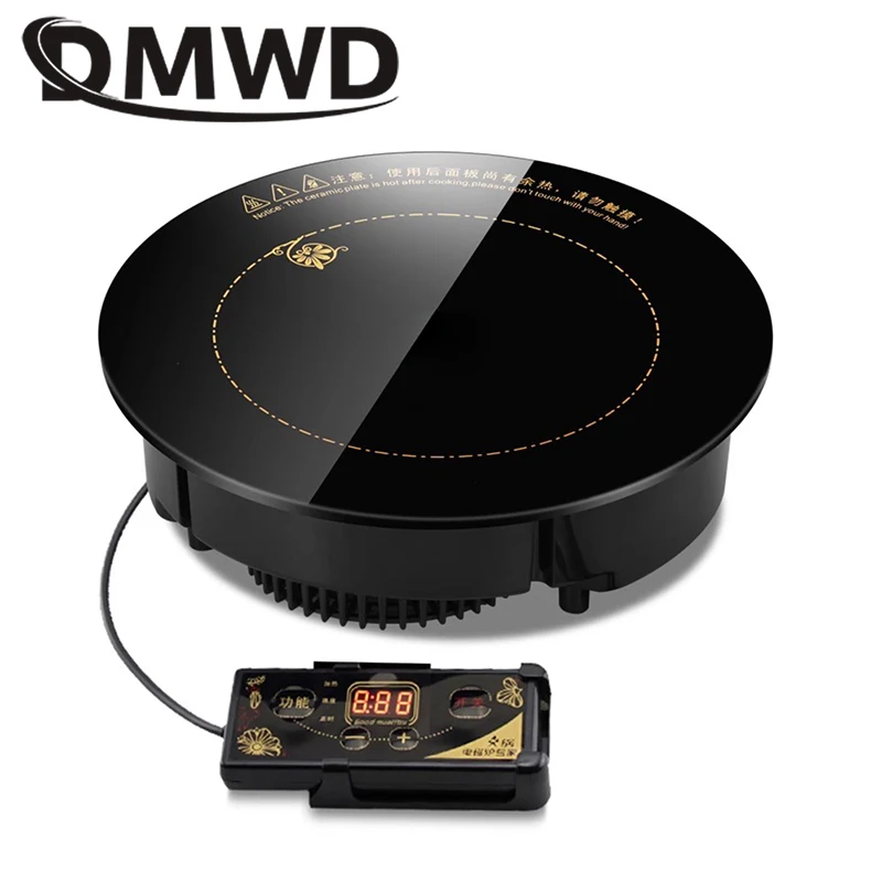 1200W Round Electric Magnetic Induction Cooker Commercial Embedded Mini Wire control Hob Waterproof Hot Pot Stove Cooktop Burner