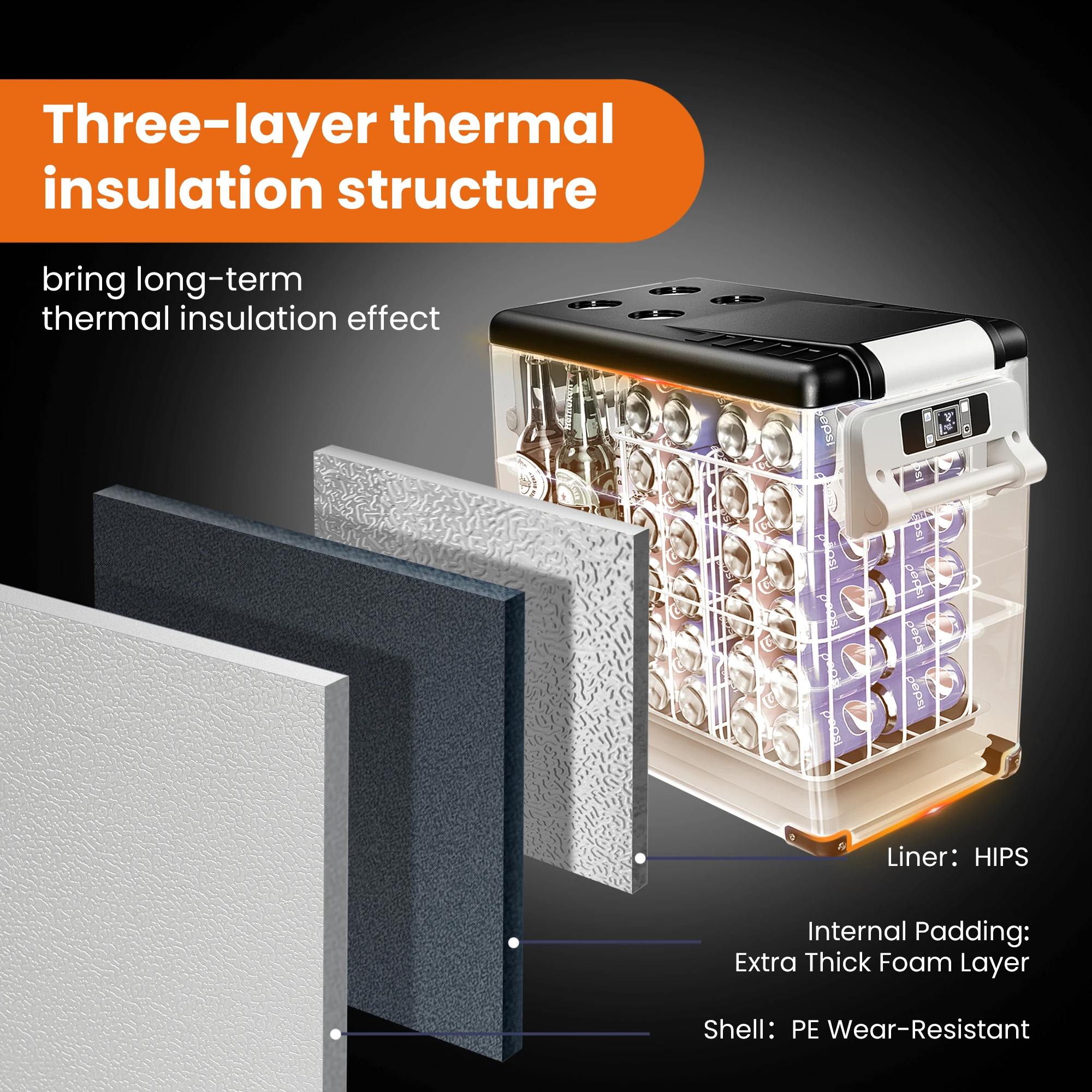 SIMZLIFE 55L Car Refrigerator 12/24V DC Fridge Freezer Dual Zone APP Control Portable Compressor Cooler for Camping Travel Truck 3 SIMZLIFE 55L Car Refrigerator 12/24V DC Fridge Freezer Dual Zone APP Control Portable Compressor Cooler for Camping Travel Truck 3