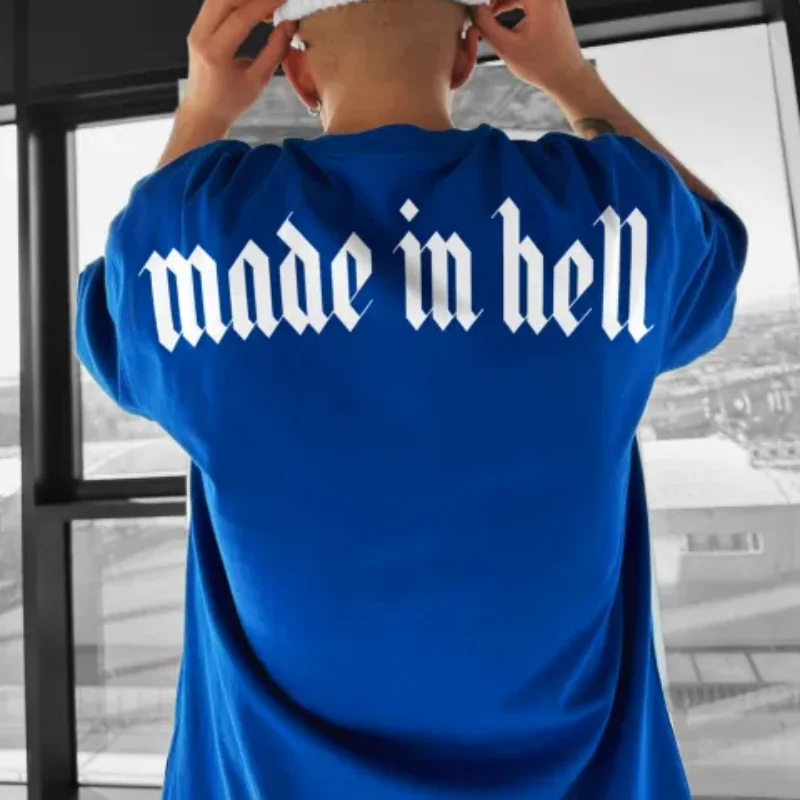 Popular 3D printed men's T-shirt with casual and comfortable style, trendy and oversized street style, hell made printed T-shirt 3