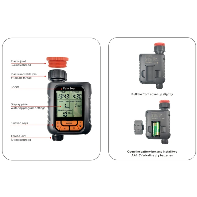 Esővizsgáló Nagy Lcd Kijelző Víz Időzítő Vízálló Ip65 Otthoni Kerti Öntözési Automatikus Vezérlő Rendszer - Image 6