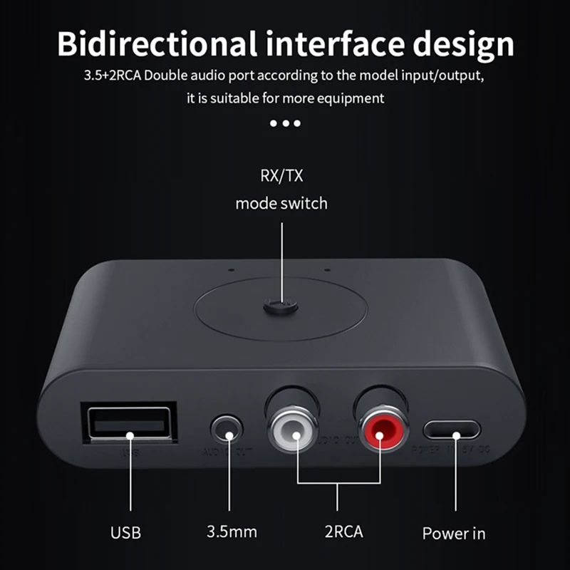 2 IN 1 Bluetooth 5.3 Transmitter Receiver 3.5mm AUX RCA USB U-Disk Stereo Music Wireless Audio Adapter For TV PC Car Kit Speaker