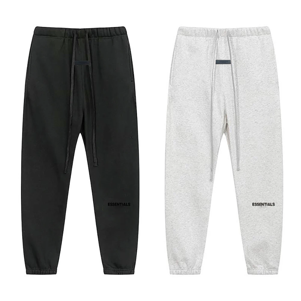 

ESSENTIALS Season 8 fall and winter pants flocked small label casual pants men and women with the same black pants Sweatpants