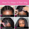 250 Density Straight V Part Wig 100% Human Hair For Women 30 34 Inch Cheap Brazilian No Glue Straight Wigs On Clearance Sale 4