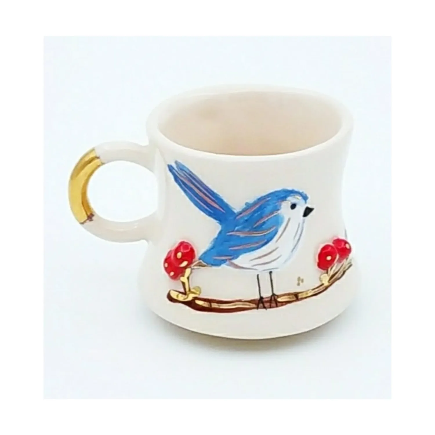 

Monaco Limited Edition 24 Carat Gold Embroidered, Bird Figured 100 Handmade Double Turkish coffee Cup FAHayvan❤️ 2023 LOVE