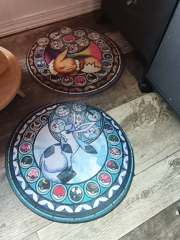 MINISO Disney Pokémon Cartoon Printed Round Carpet for Living Room Rugs Camping Picnic Mats Flannel Anti-Slip Rug Yoga Mat Gifts photo review
