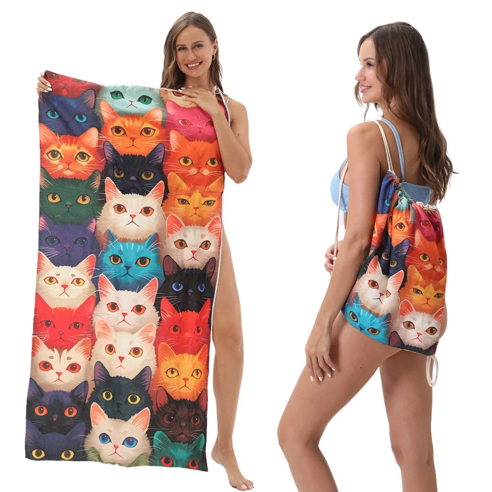 Serviette de plage légère séchage rapide absorbante et pliable_voghion.com