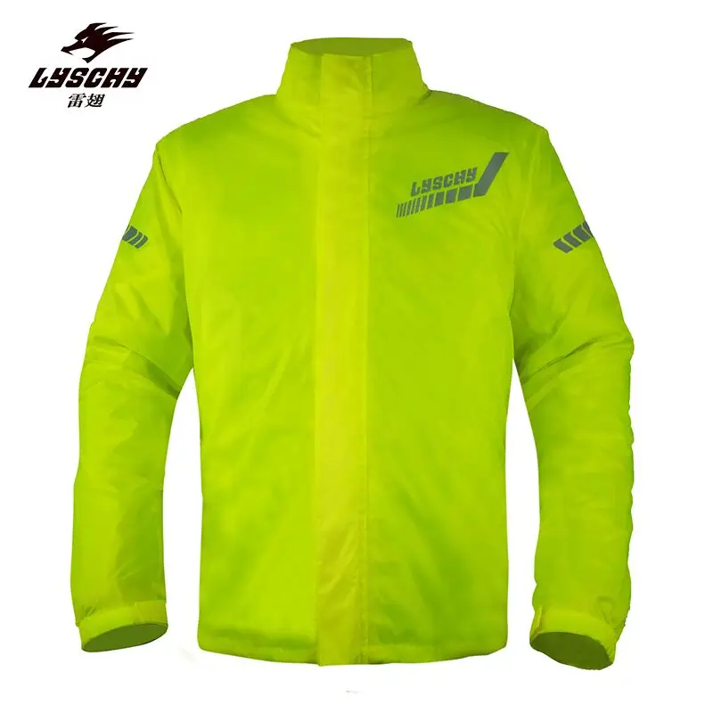 Lyschy Waterproof Motorcyclist Raincoats Fluorescent Motorcycle Rain Coat Men Rainproof Biker Jacket Pants Reflective Clothing