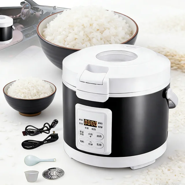 Cuisinière à riz 3L pour voiture et maison, 12-24V, cuisinière à riz pour voiture et camion, cuisinières à riz électriques portables 1