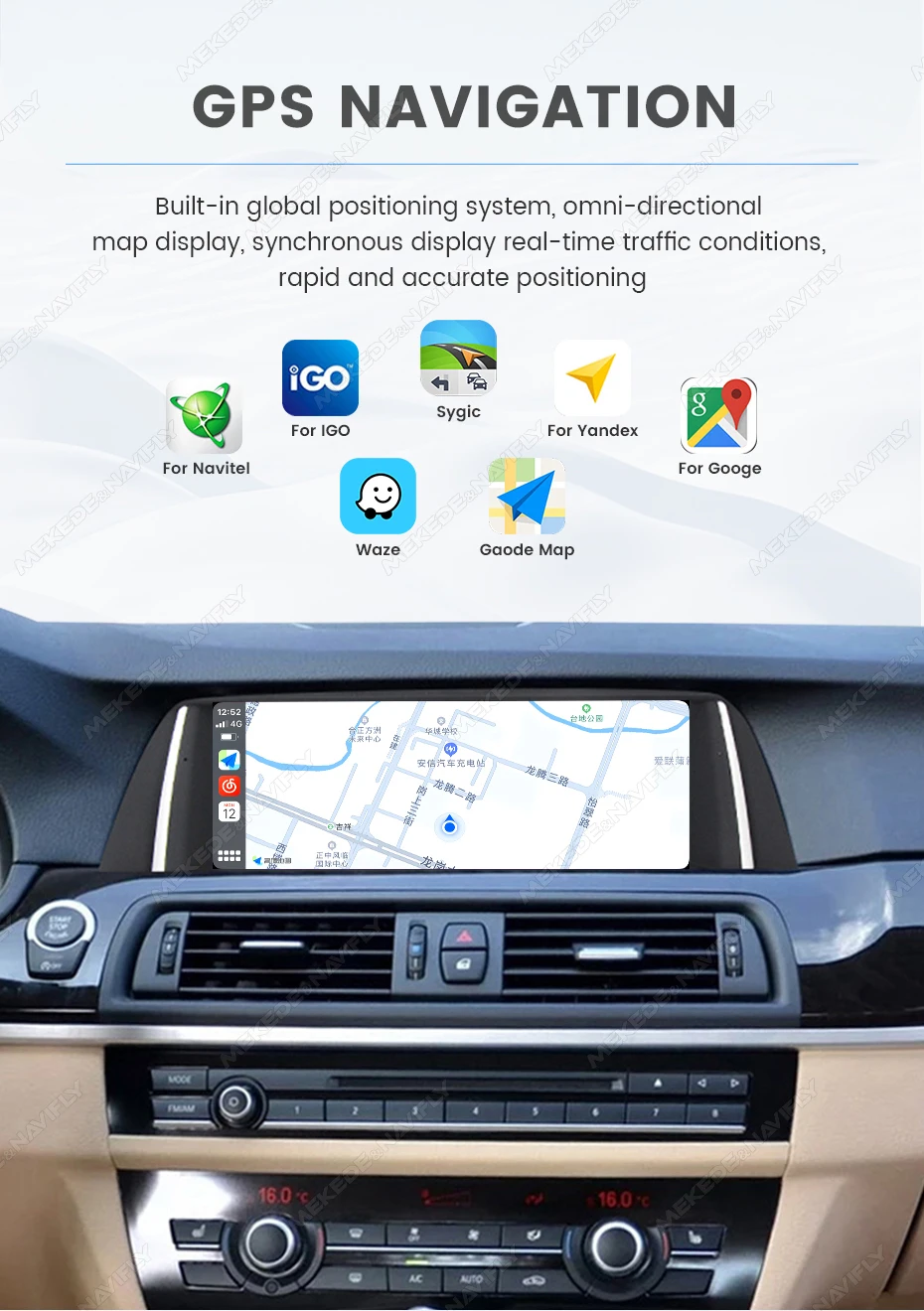 MEKEDE 10,25 Zoll Linux Bildschirm Wireless Carplay Android Auto Radio für BMW 5er F10 F11 2012-2017 BT GPS Auto Multimedia Nachrüstung – Detail 14