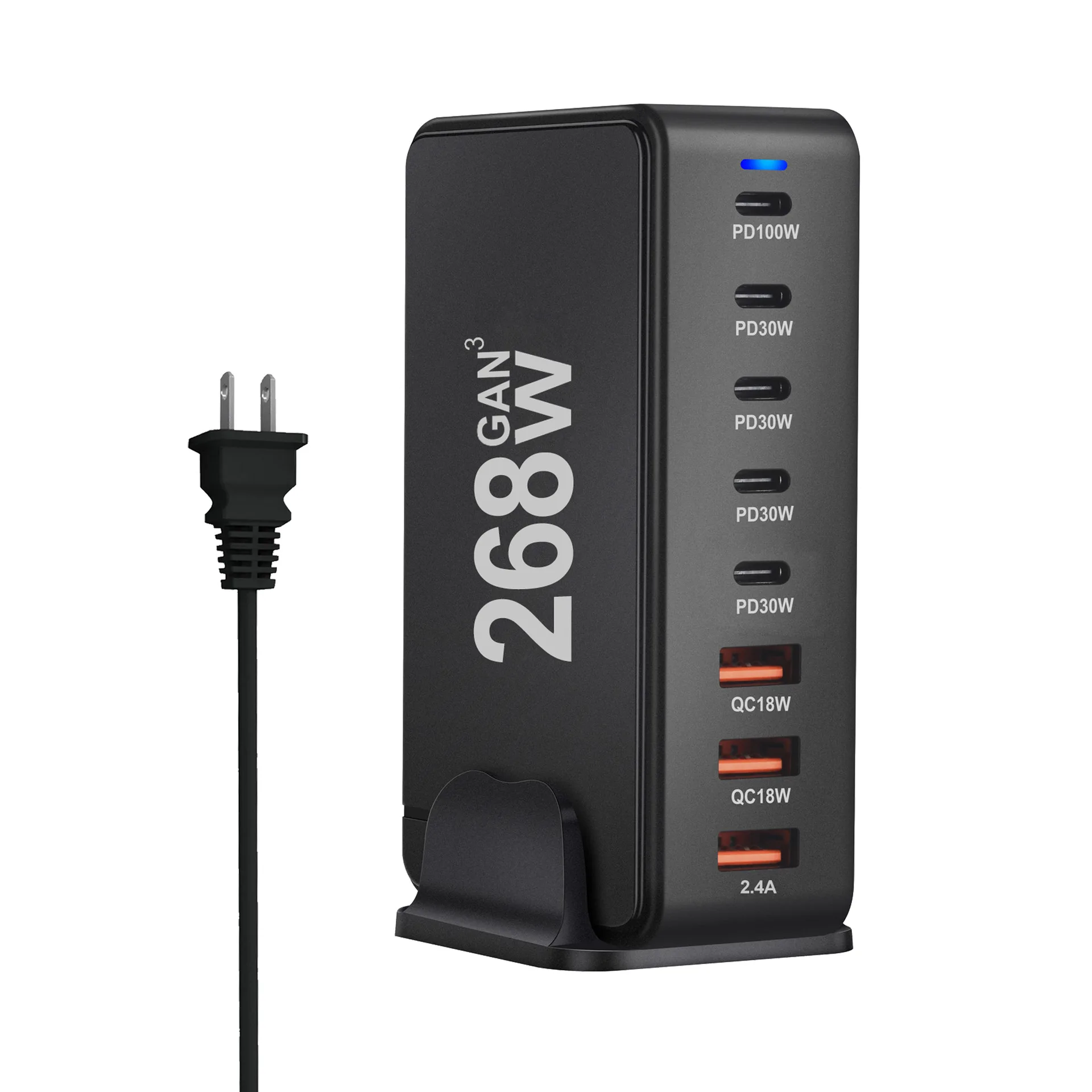 

Зарядное устройство сетевое с USB Type-C, 8 портов, 268 Вт