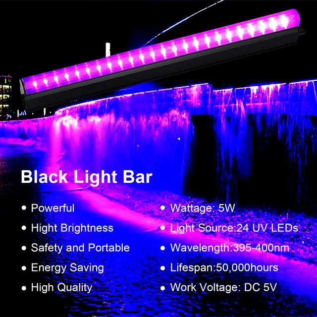 2 Luci Nere UV 5W Con USB - Lampada Ultravioletta Per Feste, Decorazioni Fluorescenti - Foto 3