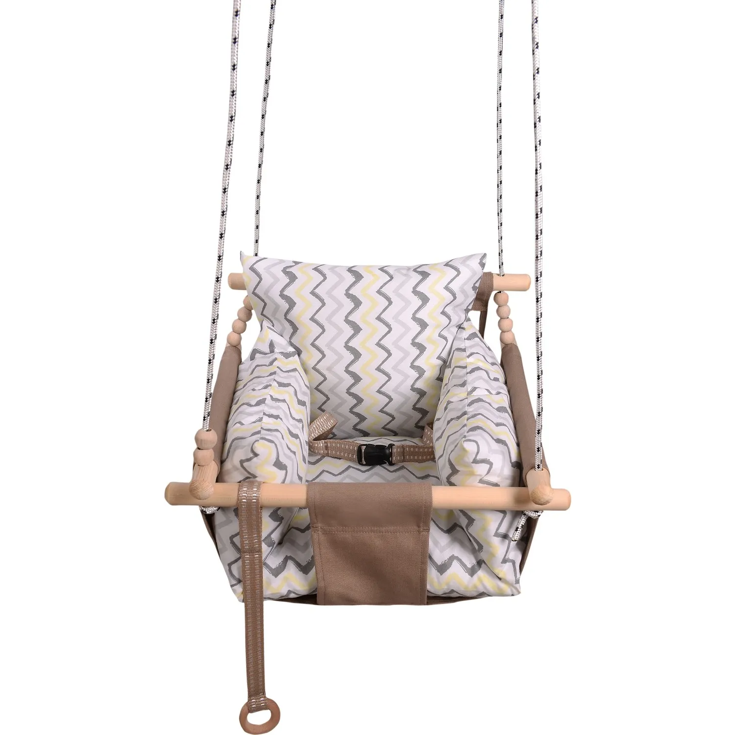 Wooden Swing Hammock Baby Kids Indoor Outdoor with Safety Belt