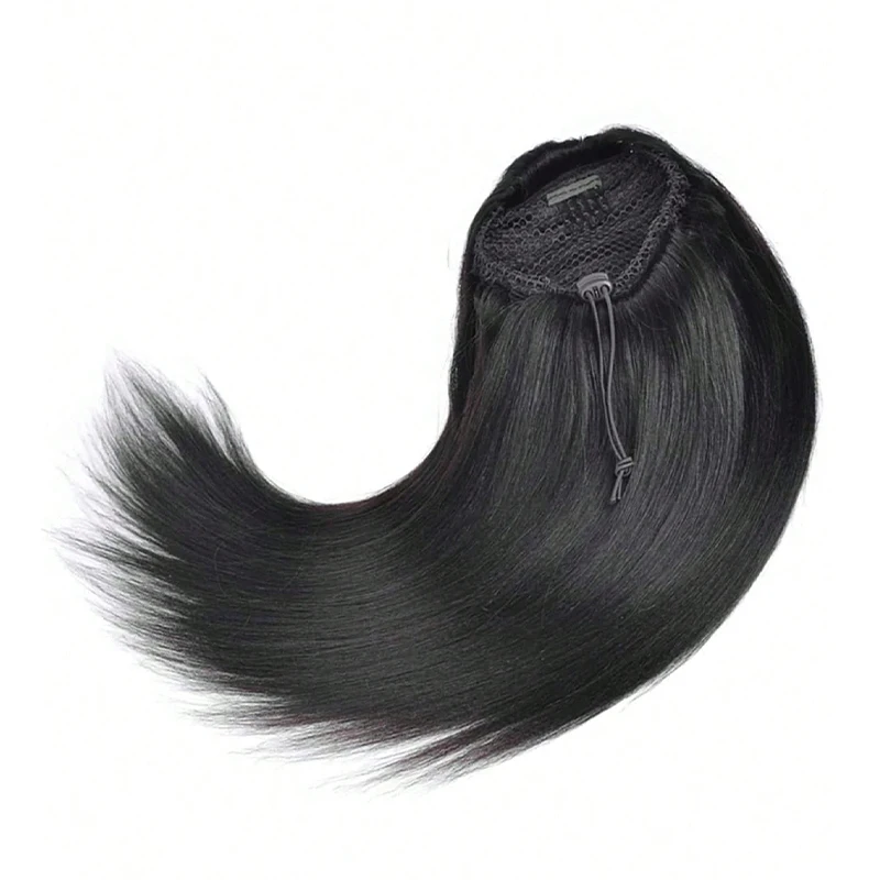 Drawstring Straight Ponytail Natural Black Virgin Human Hair Extensions Long Hair For Women Extensions human hair extensions