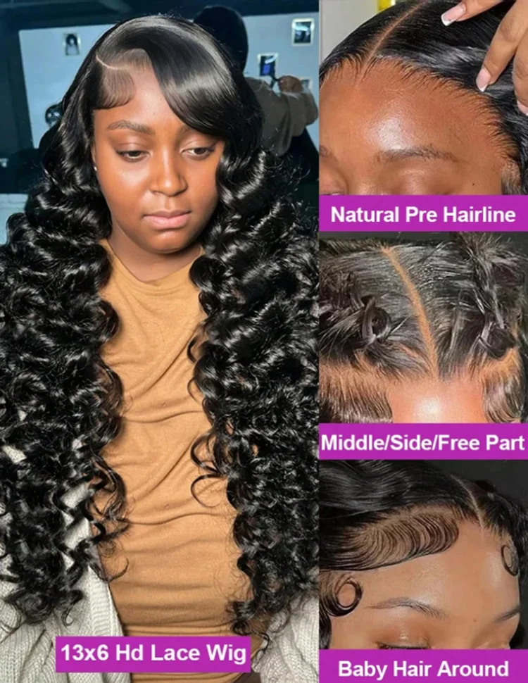 13*4 Curly Wig Human Hair 40 Inch Deep Wave Lace Front Wigs Human Hair 200 Density Wigs Human Hair Pre Plucked With Baby Hair 5