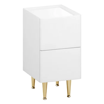WOLTU Comodino bianco/grigio con 2 cassetti Comodino moderno Divano Tavolino per camera da letto Soggiorno Decorazioni per la casa 1