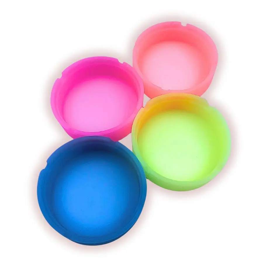 Silicone Ashtray Luminous Fluorescent Round Ash Box Glow-in-the-dark