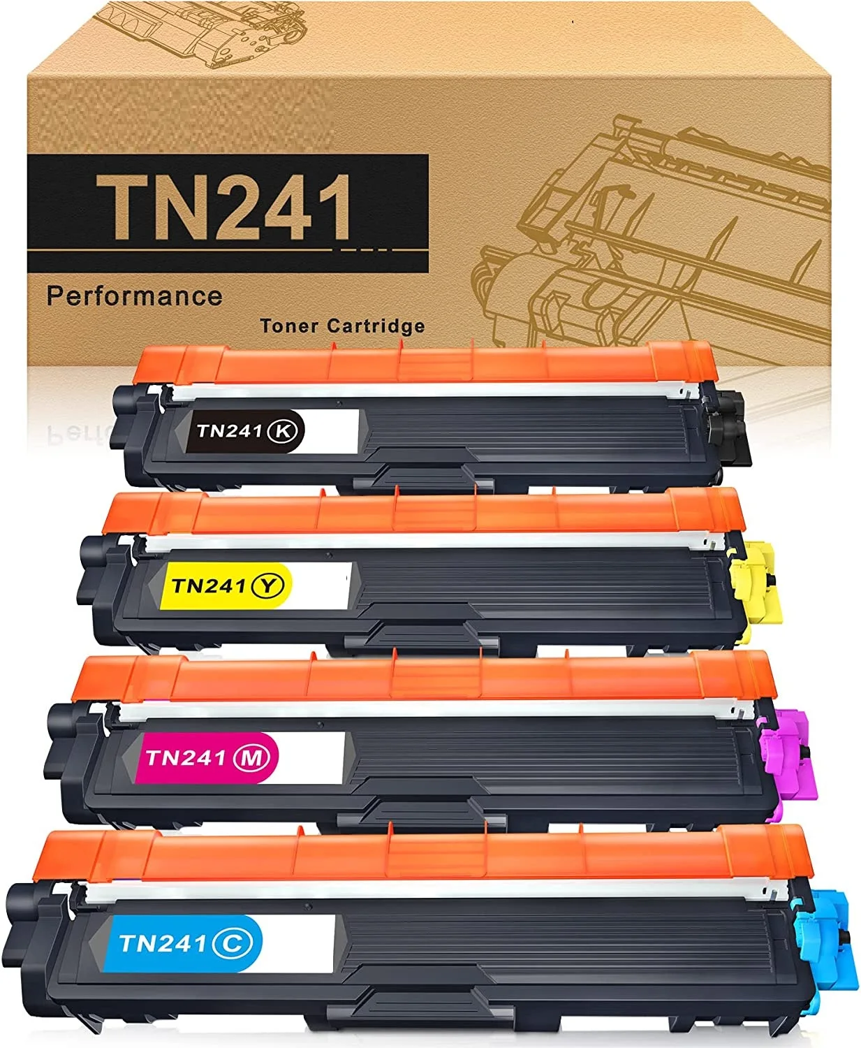 Pack 4 TN241 TN245 TN-241 TN-245 Compatible toner cartridge No Original for  Brother DCP-9020CDW DCP-9015CDW HL-3140CW MFC-9330CDW MFC-9340CDW