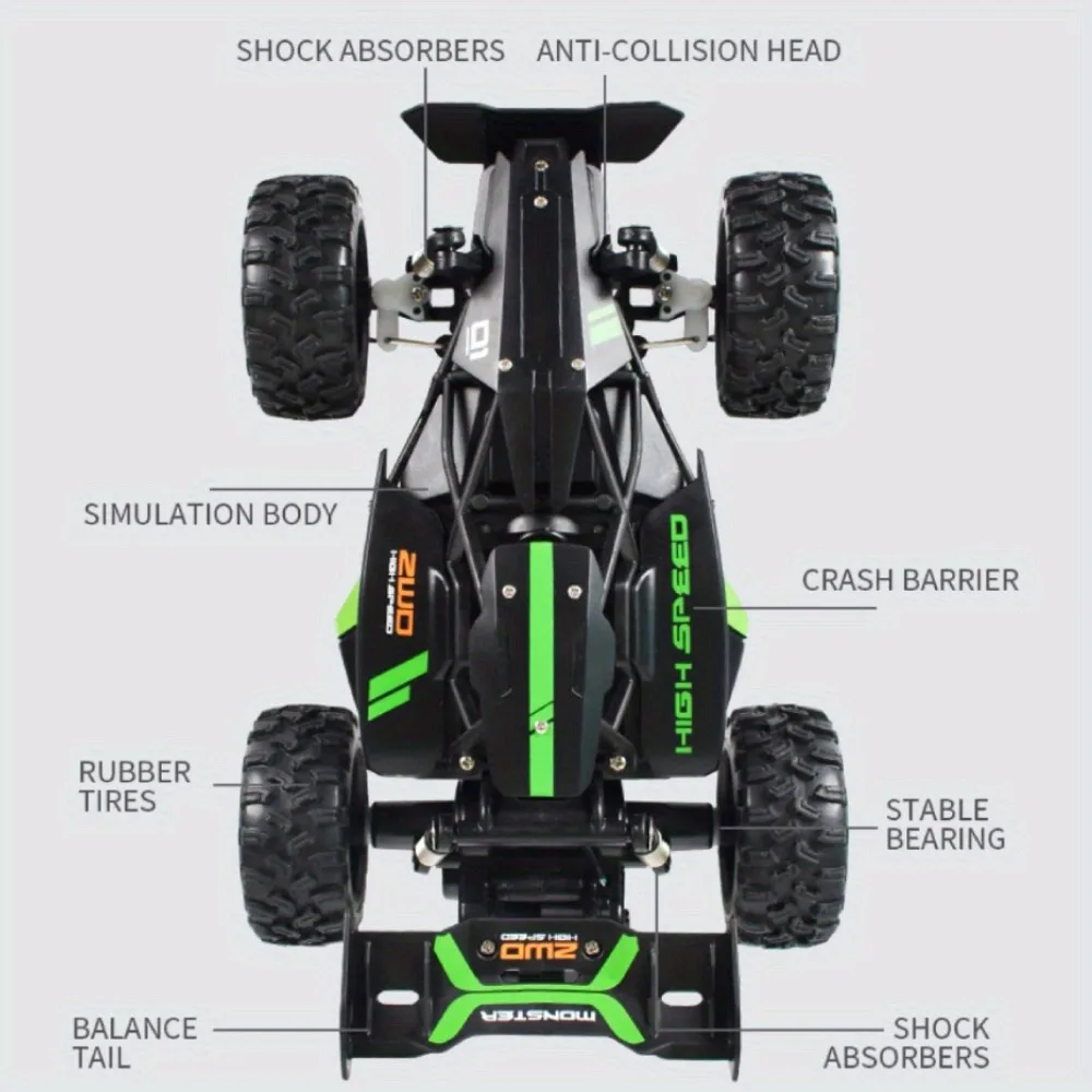 GO3063R 1:18 High-Speed RC Car Electric Off-Road Racing Toy Rubber Big Tires Remote Control Vehicle Reaching 15KM/H Racing Car